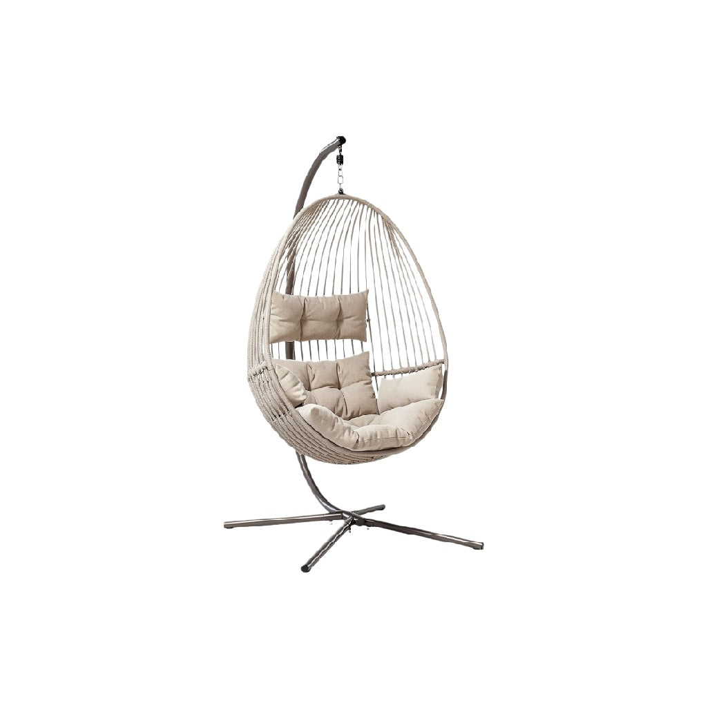 **Fotel wiszący w kształcie jaja z poduszkami - elegancki i nowoczesny design**