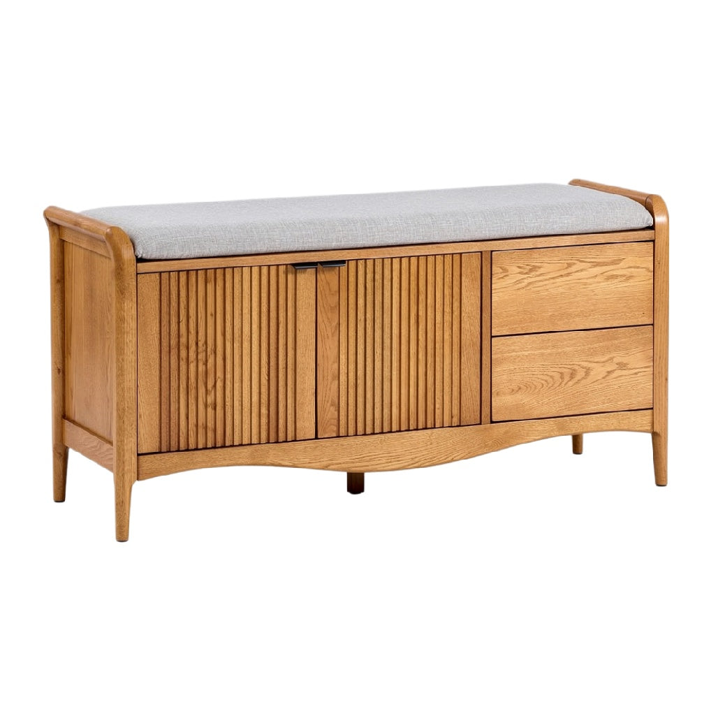 **Stylowy bench z drewna dębowego z pojemnikiem na przechowywanie**